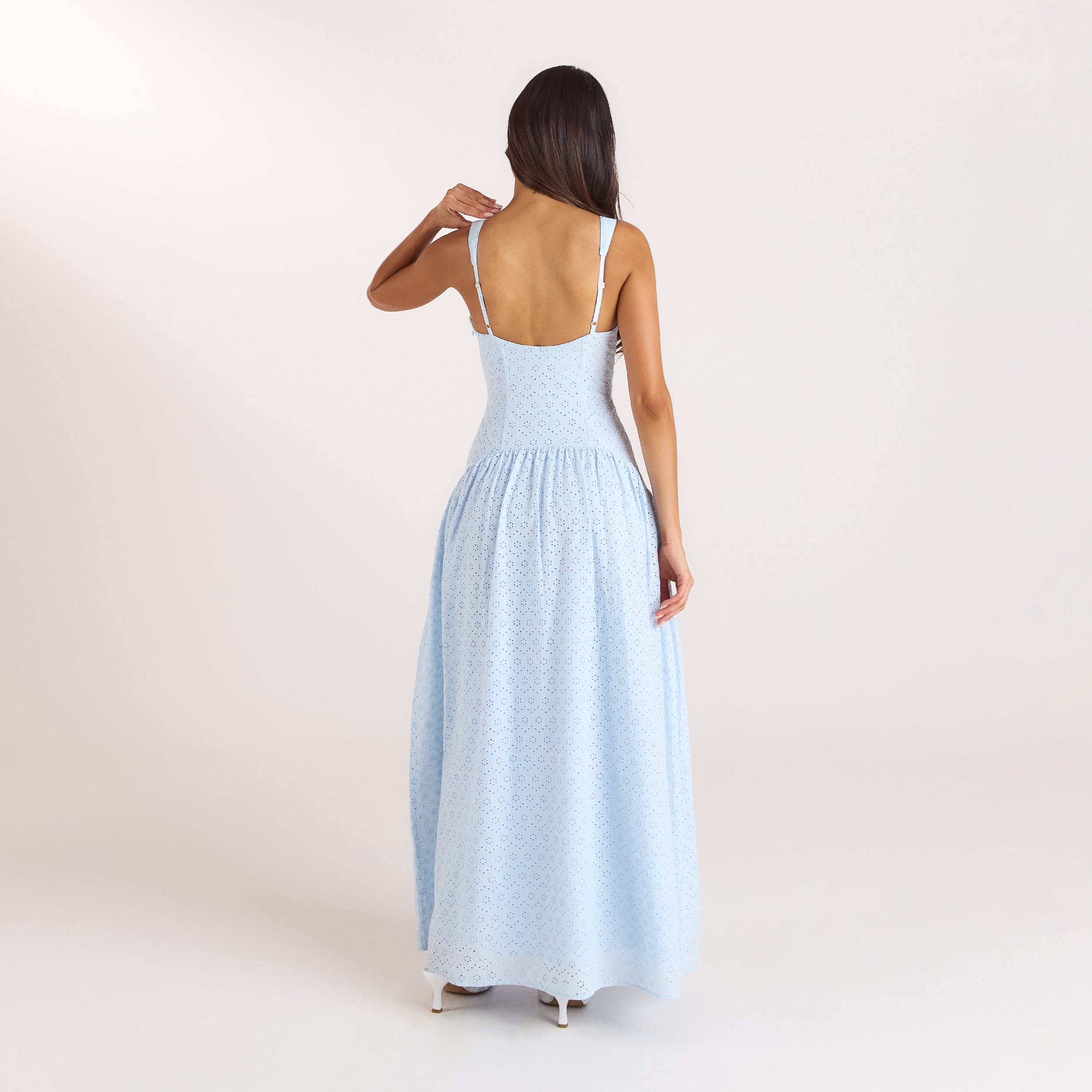 Broderie Maxi Dress | Broderie Maxi Dress - Blue