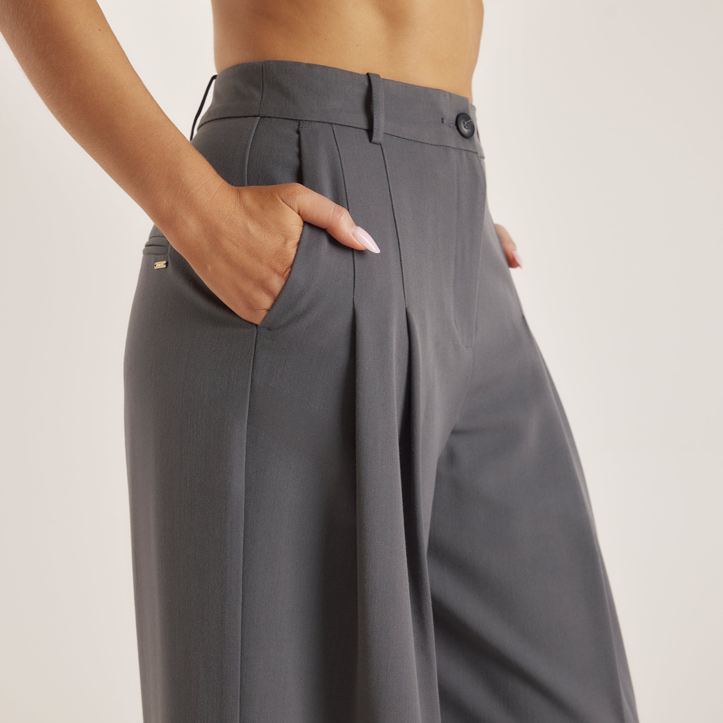 Tailored Turn-Up Trousers  | Tailored Turn-Up Trousers - Charcoal
