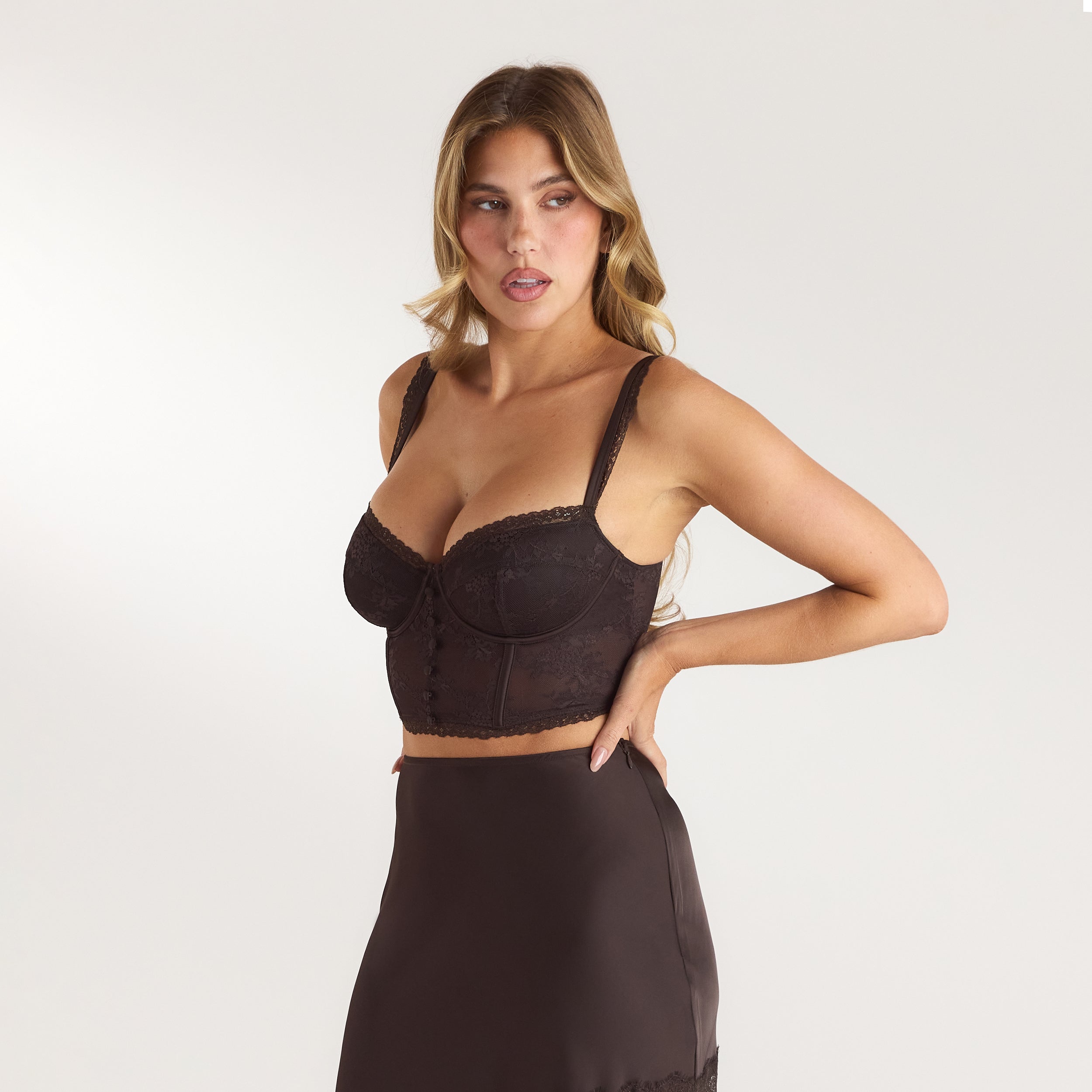 Lace Bralette Top | Lace Bralette Top - Chocolate