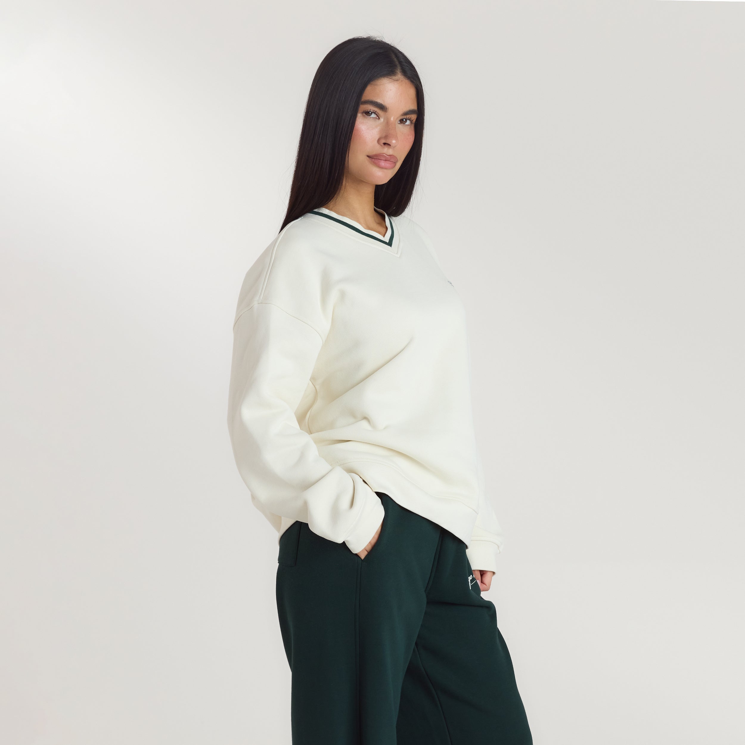Lounge Living V-Neck Jumper | Lounge Living V-Neck Jumper - Cream