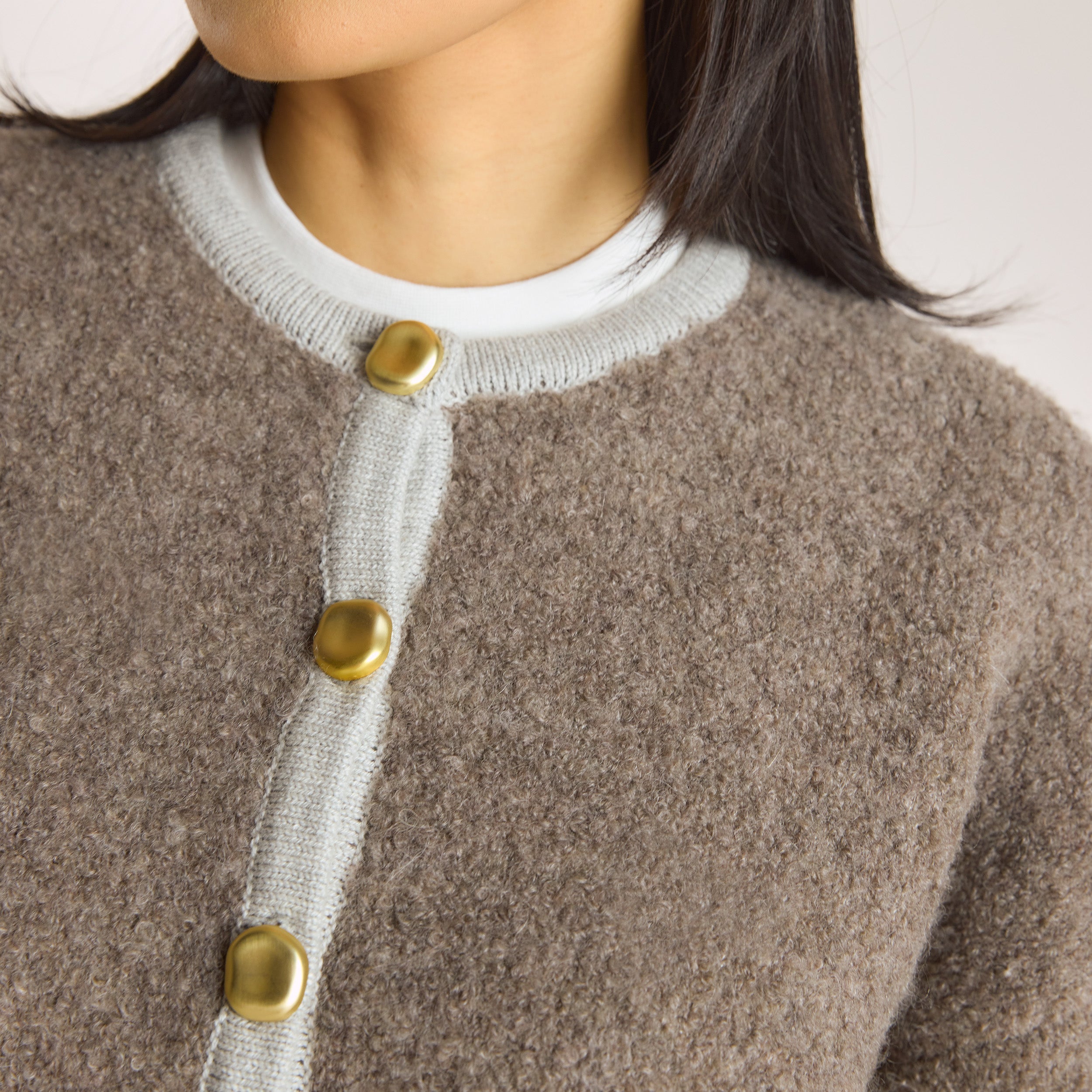 Knitted Wool Blend Jacket  | Knitted Wool Blend Jacket - Truffle