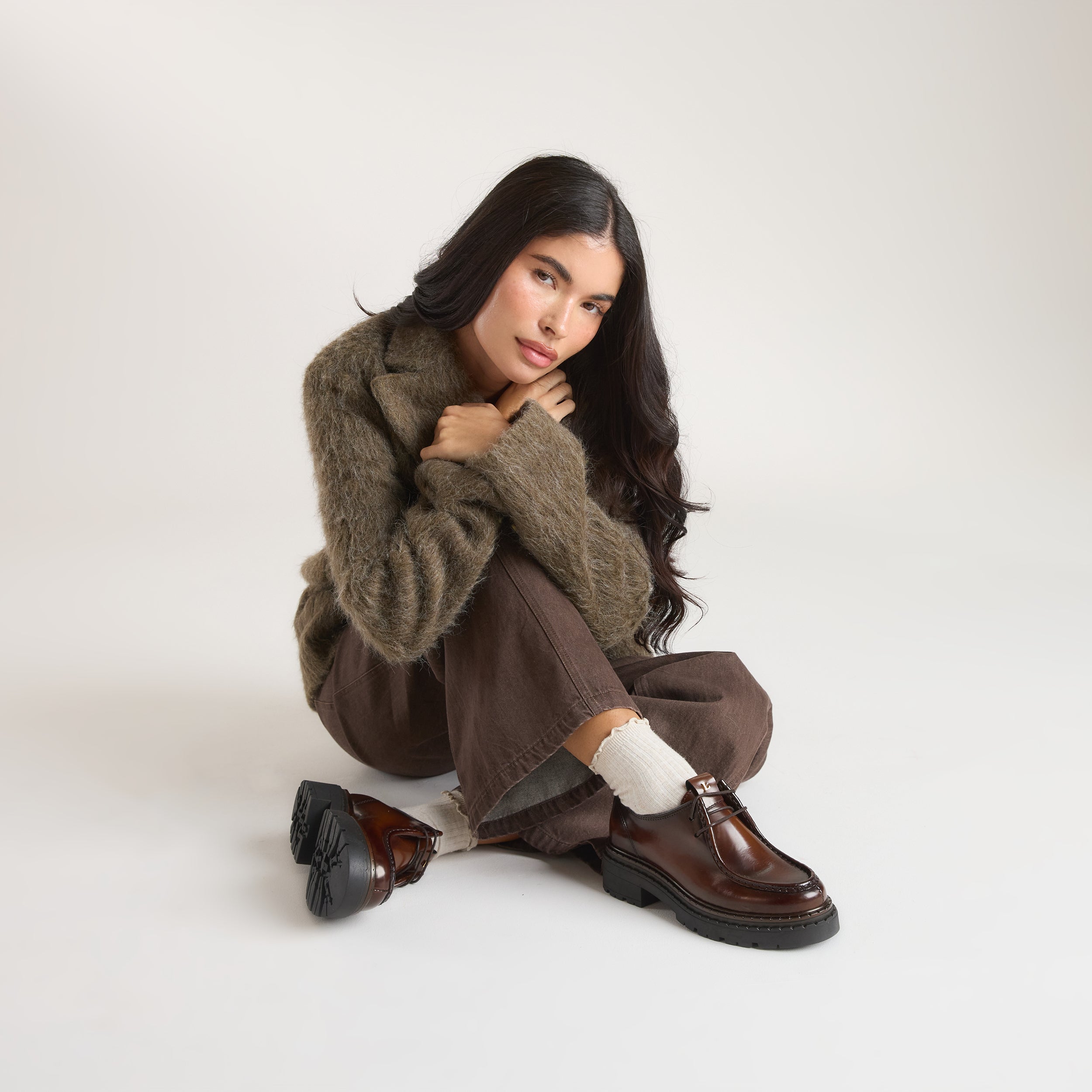 Etta Lace-Up Chunky Loafers | Etta Lace-Up Chunky Loafers - Tan