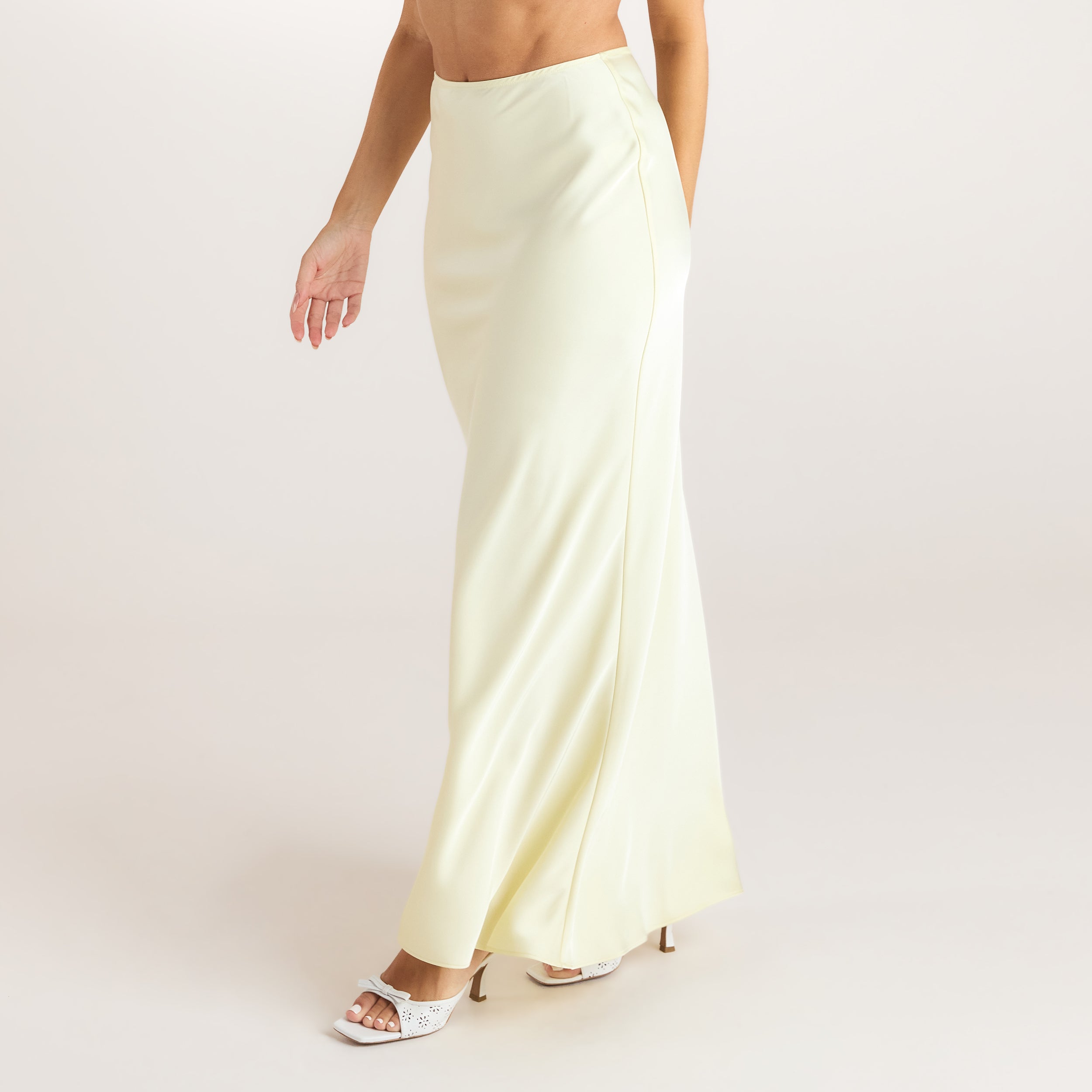 Satin Fitted Maxi Skirt | Satin Fitted Maxi Skirt - Lemon