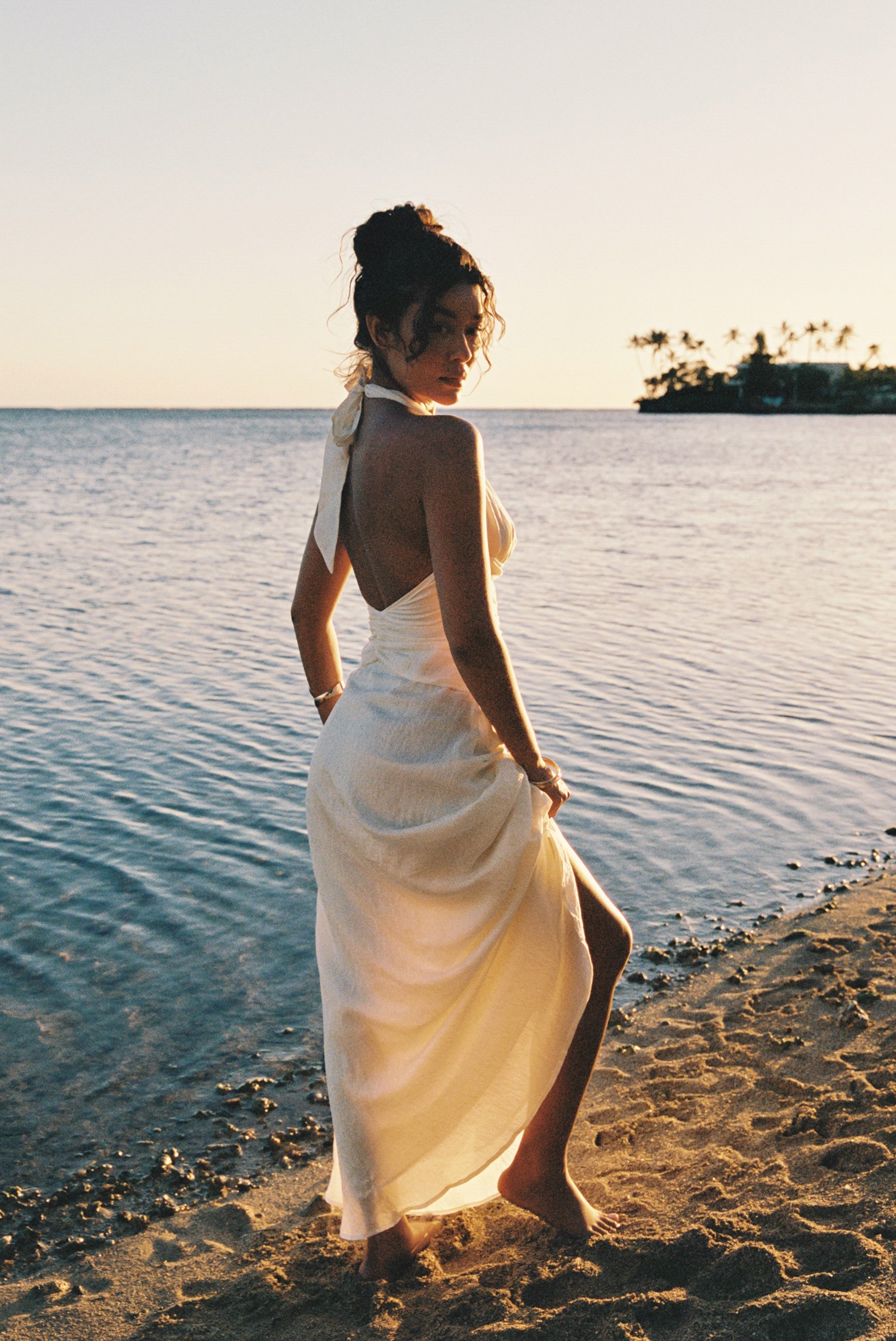 Ruched Tencel Maxi Dress | Ruched Tencel Maxi Dress - Cream